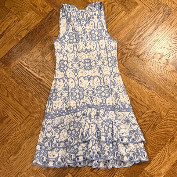 Jonathan Simkhai Blue and White Lace Mini Dress - Picture 5 of 5